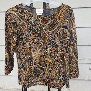 A3   Lovely Retro paisley shirt w/gold thread by Paisley, super soft Sz L